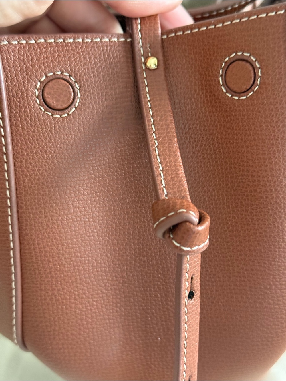 Polene Cyme Mini Cognac Tote with Top Handles - Picture 6 of 9